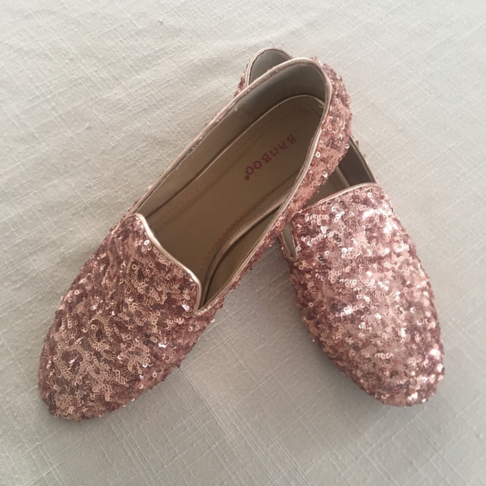 Rose coloured sequins loafers size 7